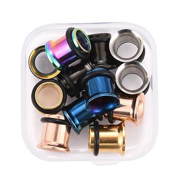 12Pcs 6 Colors 316 Surgical Stainless Steel Screw Ear Gauges Flesh Tunnels Plugs, Mixed Color, 1/4 inch(8mm), 2pcs/color
