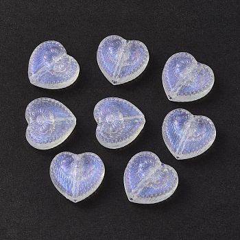 Transparent Acrylic Beads, Glitter Powder, Heart with Flower, Clear, 17x18x6mm, Hole: 1.6mm, about 388pcs/500g