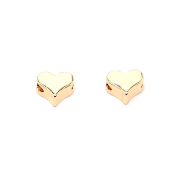 Brass Beads, Long-plating, Heart, Real 14K Gold Plated, 4.8x5.8x3mm, Hole: 1.2mm