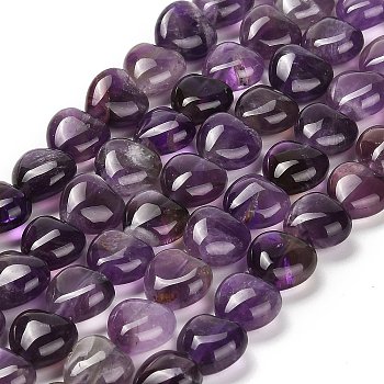 Natural Amethyst Beads Strands, Heart, 10~10.5x10~10.5x5.5~6mm, Hole: 1mm, about 41pcs/strand, 15.43''(39.2cm)