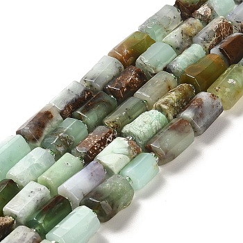 Natural Chrysoprase Beads Strands, with Seed Beads, Column, Faceted, 8.5~11x5.5~6.5mm, Hole: 1mm, about 14~15pcs/strand, 7.48''(19cm)