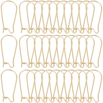 120Pcs 304 Stainless Steel Hoop Earrings, Real 18K Gold Plated, 21 Gauge, 25x12x2.5mm, Pin: 0.7mm