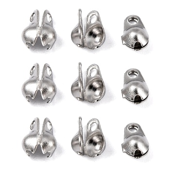 304 Stainless Steel Bead Tips, Calotte Ends, Clamshell Knot Cover, Stainless Steel Color, 5x3mm, Hole: 1mm, Inner Diameter: 2.4mm