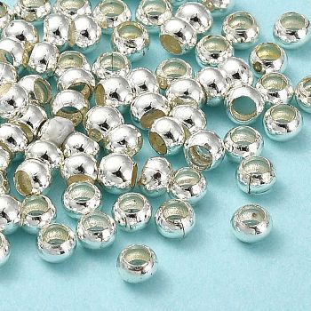 Eco-Friendly Brass Smooth Round Beads, Seamed Spacer Beads, Long-Lasting Plated, Cadmium Free & Lead Free, Silver, 2.5mm, Hole: 1.5mm