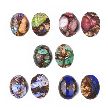 Assembled Synthetic Imperial Jasper and Bronzite  Cabochons, Dyed, Oval, Mixed Color, 25~25.5x18~18.5x7~7.5mm