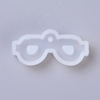 Pendant Silicone Molds, Resin Casting Molds, For UV Resin, Epoxy Resin Jewelry Making, Glasses, White, 20x43x8mm, Hole: 2.5mm