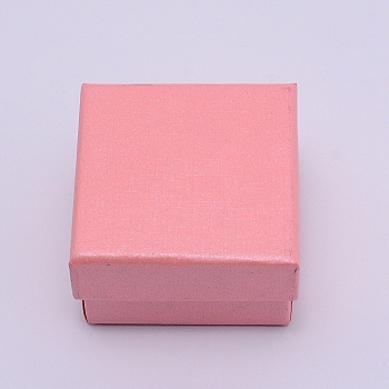Paper Box, Snap Cover, with Sponge Mat, Ring Box, Square, Pink, 5x5x3.1cm