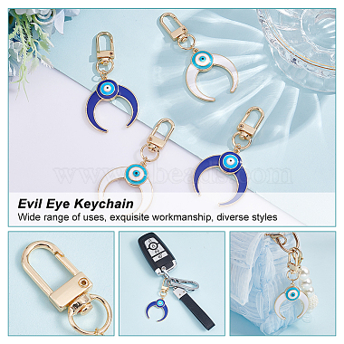 4Pcs 2 Colors Alloy Enamel Turkish Evil Eye Pendant Decoration(KEYC-AR0001-13)-4