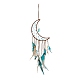 Handmade Leather Woven Net/Web with Feather Wall Hanging Decoration(HJEW-G015-08A)-1