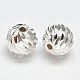 Fancy Cut Faceted Round 925 Sterling Silver Beads(STER-F012-11B)-2