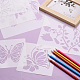 2Sets Square with Floral & Butterfly Pattern PET Drawing Stencil(DIY-CW0001-12)-5