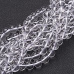 Natural Grade AB Quartz Crystal Beads Strands, Rock Crystal Beads, Round, Clear, about 8mm in diameter, hole: 1mm, about 50pcs/strand, 15.5 inch(X-GSR8mmAB039)