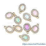 10Pcs UV Plating Alloy with Mixed Color Glass Rhinestone Pendants, Oval, 17.5x12x3.5mm, Hole: 2mm(FIND-YW0009-03A)