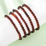 Natural Amber Beaded Stretch Bracelets for Women Men, Round, Beads: 4.5~5mm, Inner Diameter: 2.13 inch(5.4cm)(BJEW-D462-01A)