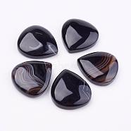Natural Agate Cabochons, Dyed & Heated, teardrop, Black, 22~23x20~21x6mm(G-F517-14B)
