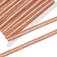 Polyester Braided Ribbons, Garment Accessories, Oval Pattern, Sandy Brown, 3/8 inch(11mm), about 13.12 Yards(12m)/Roll(OCOR-WH0070-12D)