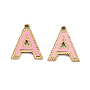 Ion Plating(IP) 316 Stainless Steel Pendants, Nickel Free, with Enamel, Letter Charm, Real 18K Gold Plated, Letter A, 17x15x2mm, Hole: 1.4mm(STAS-U014-28G-01)