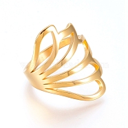 304 Stainless Steel Finger Rings, Flower, Golden, Size 7, 17mm(RJEW-L091-01-G-17mm)