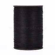 Flat Waxed Thread String, Micro Macrame Cord, for Leather Sewing Stitching, Black, 0.8mm, about 109.36 yards(100m)/roll(YC-P003-A10)