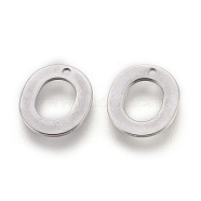 304 Stainless Steel Charms, Letter, Letter.O, 11x10x0.6mm, Hole: 1mm(STAS-F175-02P-O)