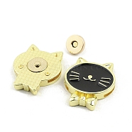 Alloy Enamel Decorative Magnetic Buckles, Bag Decorations, Cat, Black, 5.2x4.1cm(PW-WG17045-02)