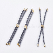 Nylon Twisted Cord Bracelet Making, Slider Bracelet Making, with Brass Findings, Cadmium Free & Lead Free, Long-Lasting Plated, Tree of Life, Gray, Real 18K Gold Plated, 210~220x2mm, Hole: 2mm(MAK-F018-07G-RS)