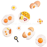 10Pcs 10 Style Fried Egg Pendants for DIY Jewelry Making Finding Kit, Including Opaque Resin Cabochons & Spray Painted Alloy Enamel Pendants, Mixed Color, 19.5~62x14~61x4~17mm, 1pc/style(DIY-SZ0005-84)