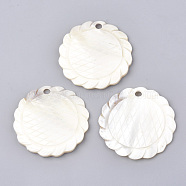 Freshwater Shell Pendants, Flower, Creamy White, 69~70x2.5~6mm, Hole: 6.5mm(SHEL-S274-15)
