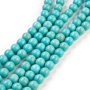 Synthetic Turquoise Beads Strands, Dyed, Round, Light Sea Green, 6mm, Hole: 1.2mm, about 67pcs/strand, 15.75 inch(TURQ-G106-6mm-02D)