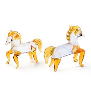 Handmade Lampwork Home Decorations, 3D Horse Ornaments for Gift, Orange, 63~65x24~25x50.5~58.5mm(LAMP-T011-59)
