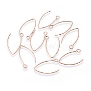 Ion Plating(IP) 304 Stainless Steel Earring Hooks, with Horizontal Loop, Rose Gold, 25.5x15x0.8mm, Hole: 2mm, 20 Gauge, Pin: 0.8mm(STAS-O119-03RG)