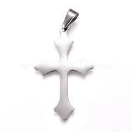 304 Stainless Steel Pendants, Cross, Stainless Steel Color, 48x29x1.5mm, Hole: 10x4.5mm(STAS-I135-07P)
