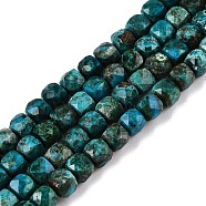 Natural Chrysocolla Beads Strands, Faceted, Cube, 4~5x4~5x4~5mm, Hole: 0.8mm, about 92~105pcs/strand, 14.96~15.35 inch(38~39cm)(G-N342-117)