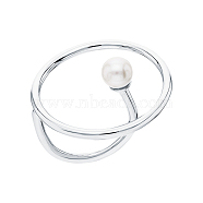 925 Sterling Silver Pearl Round Ring(VB8352-1)