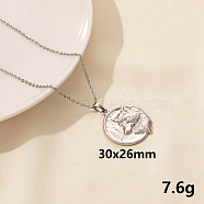 304 Stainless Steel Wolf Pendant Necklace, Cable Chain Necklaces(BX4246-1)