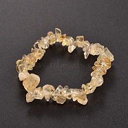 Chips Natural Citrine(Dyed & Heated) Beaded Stretch Bracelets, 1-3/4 inch(4.5cm)(BJEW-JB01826-08)