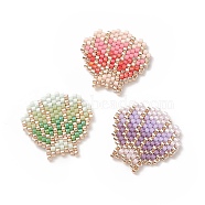 3Pcs 3 Colors Handmade Japanese Seed Beads, Loom Pattern, Shell, Mixed Color, 22~23x22~23x2mm, 1pc/color(PALLOY-MZ00043)