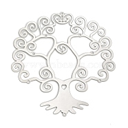 201 Stainless Steel Laser Cut Tree of Life Connector Charms, Etched Metal Embellishments, Non-Tarnish, Stainless Steel Color, 88x85x0.3mm, Hole: 1.6mm(STAS-Z116-02P-03)