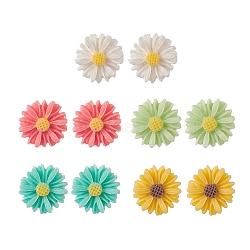 Resin Flower Stud Earrings, Golden 304 Stainless Steel Jewelry for Women, Mixed Color, 13.5mm, Pin: 0.7mm(X-EJEW-JE05230)