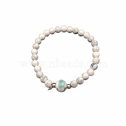 Natural Howlite Round Beaded Stretch Bracelet(VB7668)