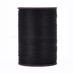 Flat Waxed Thread String, Micro Macrame Cord, for Leather Sewing Stitching, Black, 0.8mm, about 109.36 yards(100m)/roll(YC-P003-A10)