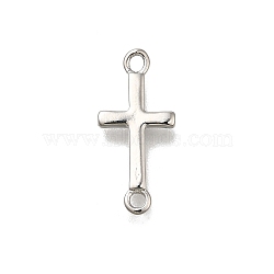 Brass Connector Charms, Cross, Lead Free & Cadmium Free, Platinum, 17.5x8x1.5mm, Hole: 1.6mm(KK-V002-02P)