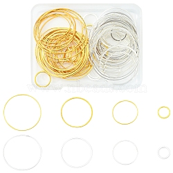 80Pcs 8 Style Brass Linking Rings, Round Ring, Golden & Stainless Steel Color, 10~30x1mm, 10pcs/style(KK-FS0001-15)