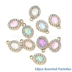 10Pcs UV Plating Alloy with Mixed Color Glass Rhinestone Pendants, Oval, 17.5x12x3.5mm, Hole: 2mm(FIND-YW0009-03A)