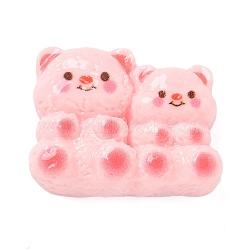 Resin Cabochons, Double Bear, Pink, 20.5x25.5x9mm(RESI-R456-06B)