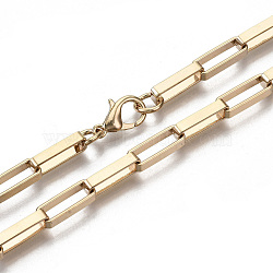 Iron Venetian Chains, Box Chain, Flat Oval Paperclip Cable Chains Necklace Making, with Brass Lobster Clasps, Unwelded, Real 18K Gold Plated, 24.21 inch(61.5cm) long, Link: 14x5x3mm,Jump Ring: 7x1mm, 4.5mm inner diameter(MAK-N034-002B-G)