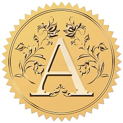 34 Sheets Self Adhesive Gold Foil Embossed Stickers, Round Dot Medal Decorative Decals for Envelope Card Seal, Letter A, 165x211mm, Stickers: 50mm(DIY-WH0509-085)