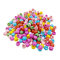 Mini Hair Bangs Rainbow Beads Clip, Small Plastic Hair Claws for Girls, Mixed Color, 11.5x8.5x10.5mm(OHAR-R280-001)