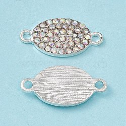Alloy Connector Charms, Horse Eye Links, with Crystal AB Rhinestones, Silver, 11.5x21.5x2.5mm, Hole: 2mm(FIND-A024-09B-S)