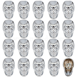 20Pcs Alloy Shank Buttons, Skull, 1-Hole, Platinum, 24~25.5x16x14mm, Hole: 2~3mm(BUTT-PH0001-82B-P)